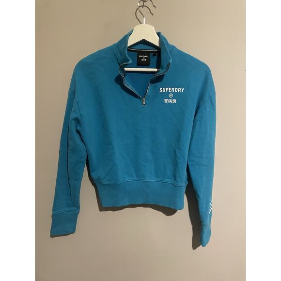 Superdry Code Core‎ Sport Half Zip Sweatshirt Blue Women's Size 2 - Picture 1 of 9